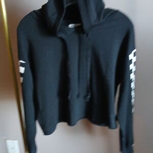 Stylish Black Hoodie with White Patterns